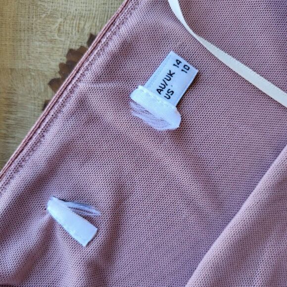 Petal & Pup Dusty Rose Pink Qasem Surplice Fitted Bodycon Mini Dress 10US - Picture 11 of 11